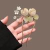 U Shape Jade Orchid Hairpin For Women Vintage Chinese Style Wrapping Flower Hairpin Handmade Metal Jewelry Hair Accessory