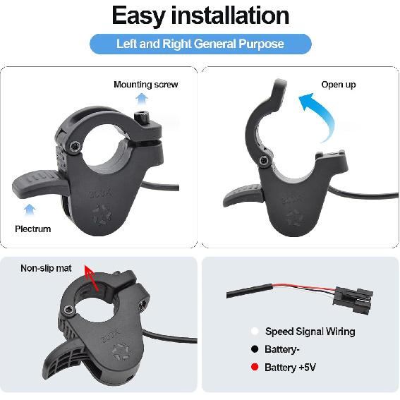 Electric Throttle 300X Thumb Throttle For 7/8Inch 22Mm Left And Right Handlebars 12V 24V 36V 48V 60V 72V Electric E-Bikes (SM Plug)