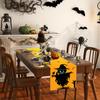 1pc Orenge Halloween Table Runner with Ghost Bats Pattern Waterproof Durable Tablecloth for Halloween Dining Room Decoration