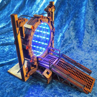 Stargate LED Light Up Bookend Cross-Border Time Tunnel Design Basswood Construction Book Shelf Game Display Stand