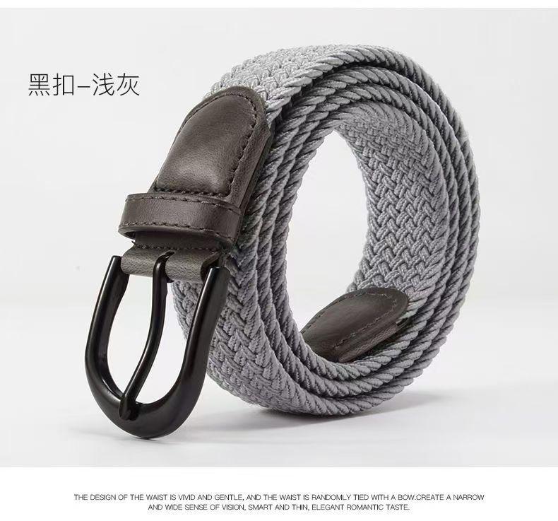 

Мужской и женский повседневный ремень из холста, непористый плетеный эластичный ремень с пряжкой 110cm