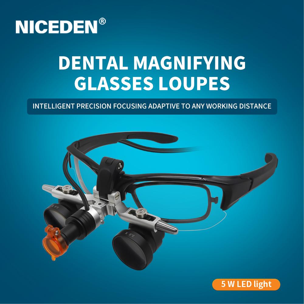 Niceden Factory High-quality Dental Myopia Magnifying Glass Detachable Myopia Adjustable With 5W Light