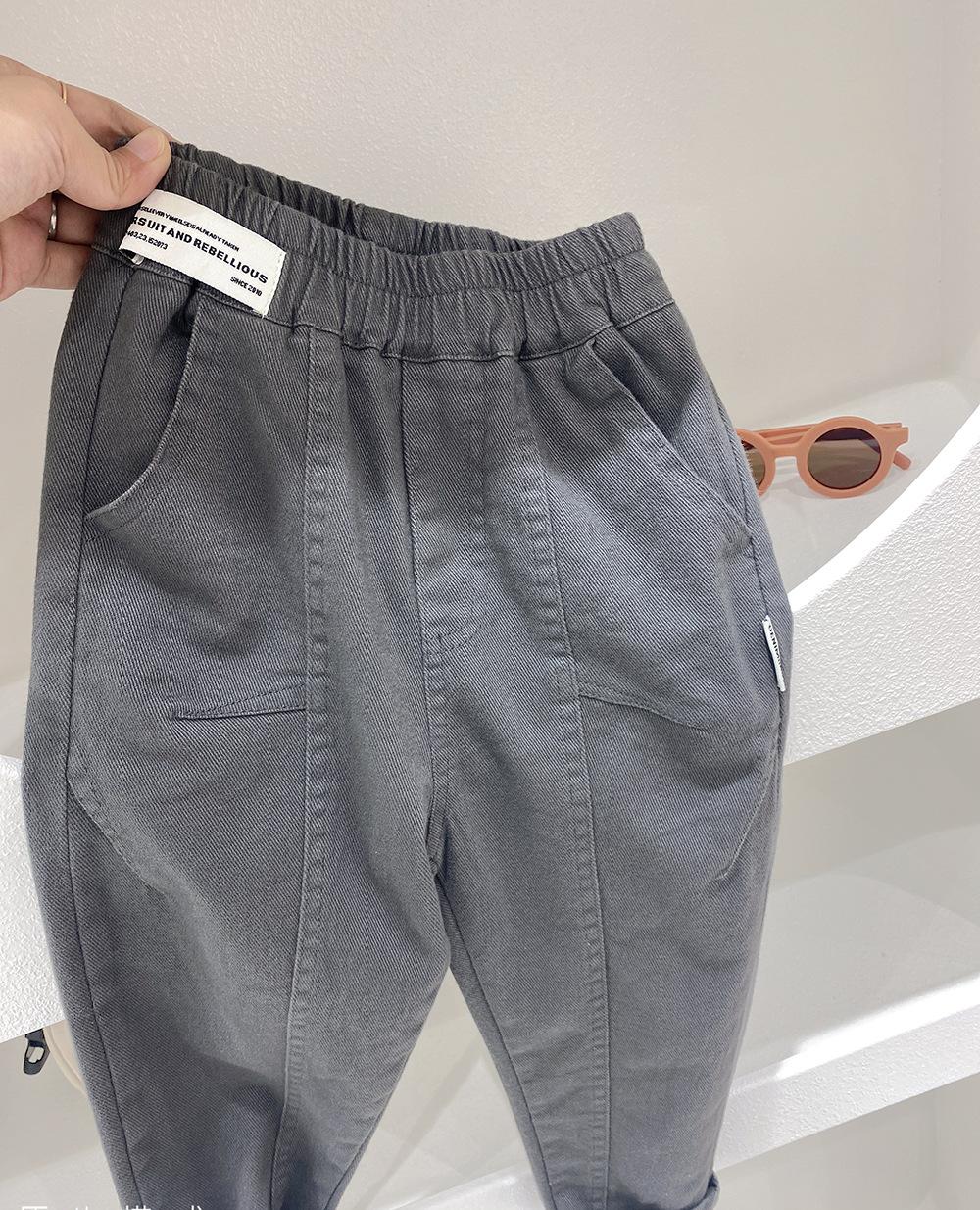 

Boys Spring/Fall Long Pants Medium/Large Sizes Solid Color Korean Style Casual Pants 110 темно-сірий