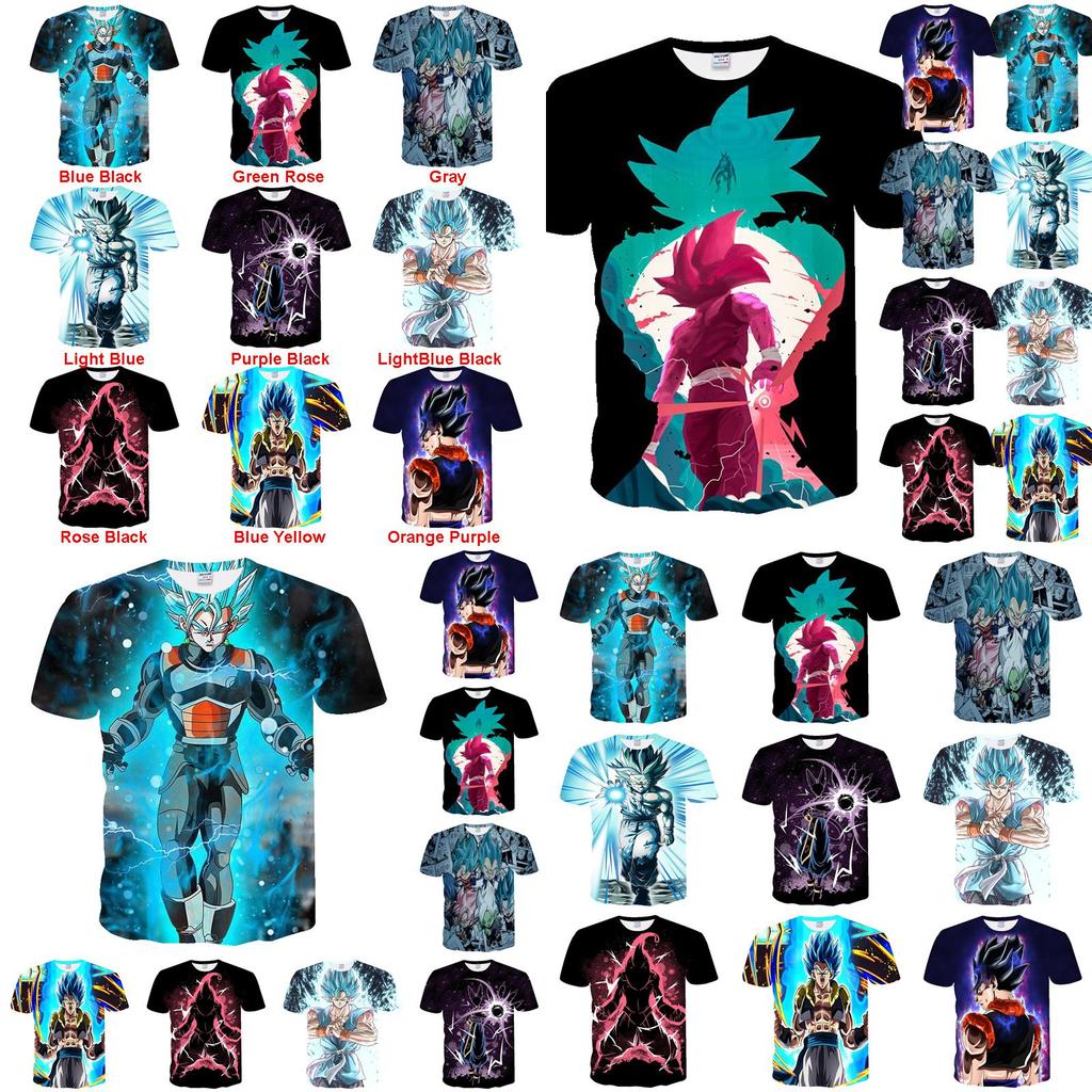 Vibrant 3d Print Dragon Ball Z Vegeta Goku Super Saiyan T-shirts For Anime Fans
