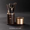 Handun Ebony Copper Wood Tea Ceremony Set with Lotus Coasters