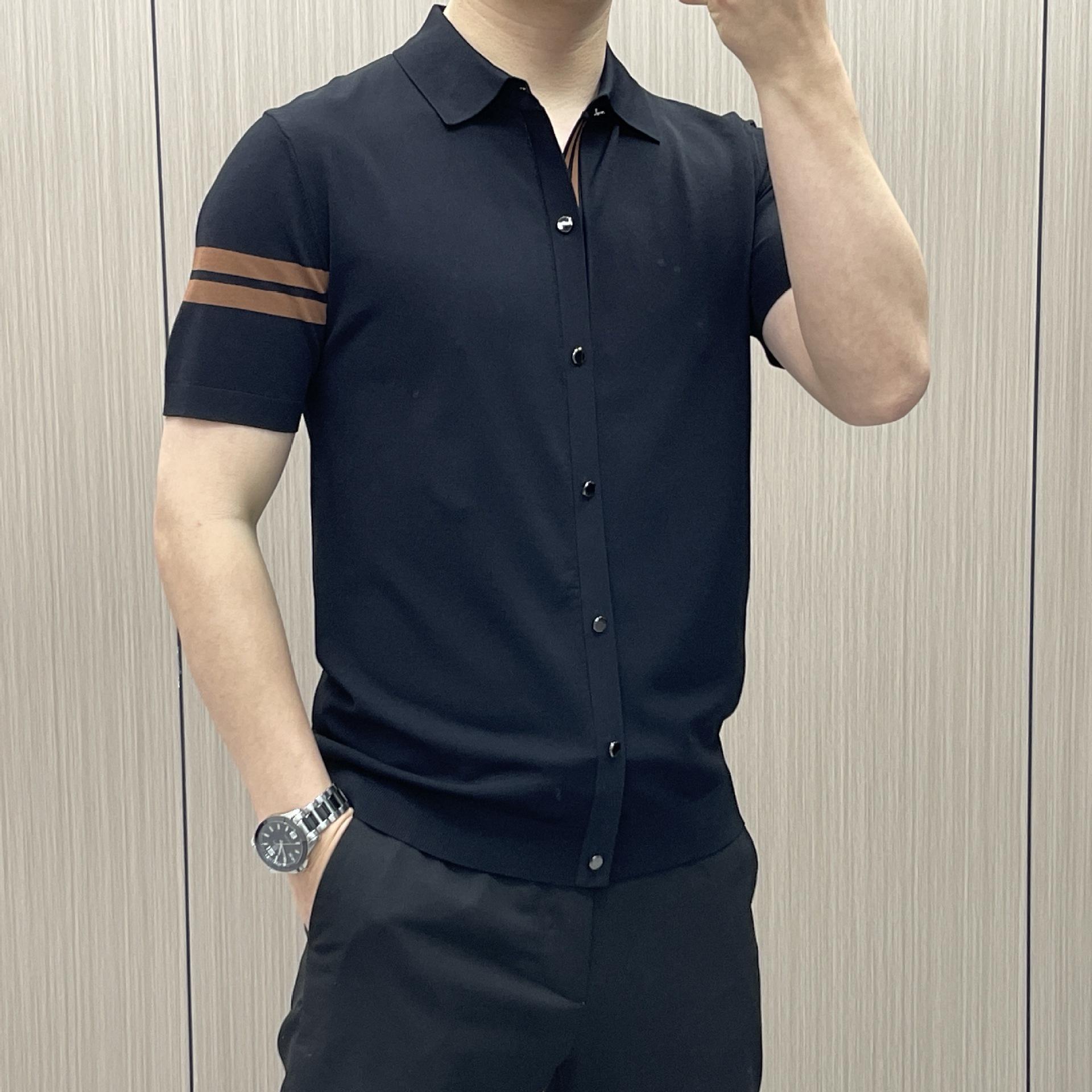 

Летняя трендовая легкая деловая модная мужская футболка с короткими рукавами и лацканами, тонкая трикотажная рубашка-поло Yilite, крутая и дышащая 3XL