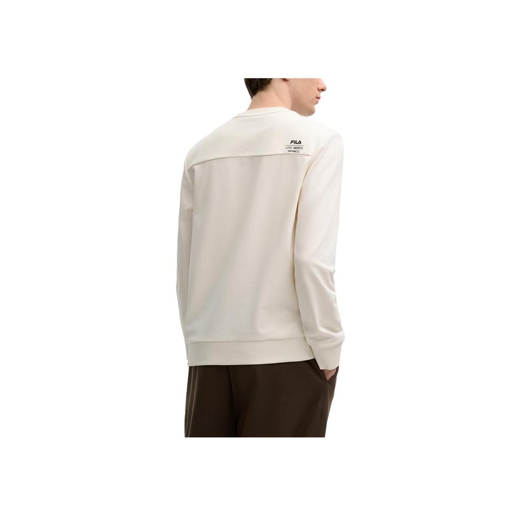 Fila Heritage Series Laisvas paprastas megztinis ilgomis rankovėmis vyriškas džemperis Egrets-White F11M518209F-WT