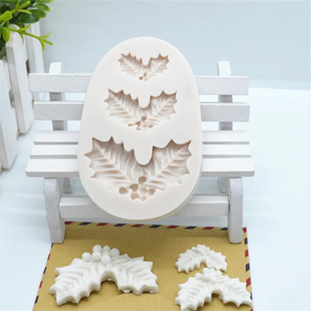 Silicone Resin Molds Christmas Tree Leaves Fondant Mold Cake Decorating Tools Pastry Kitchen Baking Accessories