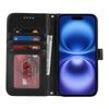 For iPhone 16 Stand Case Textured Leather Wallet Phone Cover with Strap