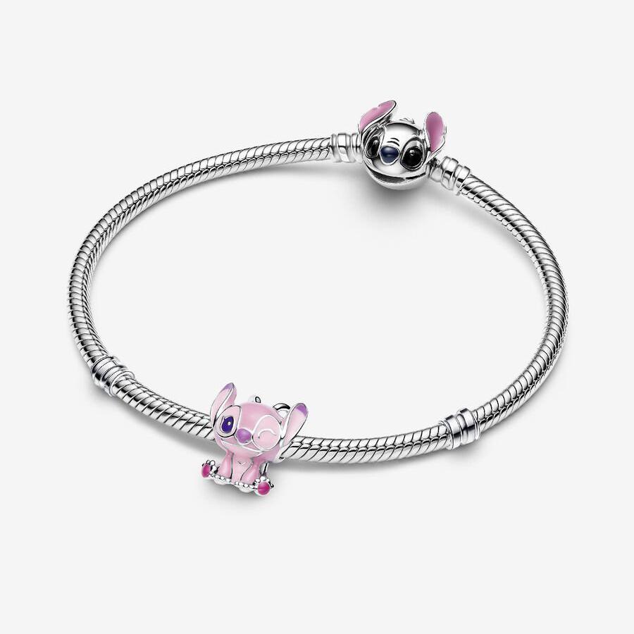 MINISO Disney Stitch Angel Charms Silber 925 Original Armband Schmuck Anhänger Passend für Damen Mädchen