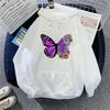Sweat à capuche décontracté pour femme pour le printemps avec motif papillon imprimé et cordon de serrage