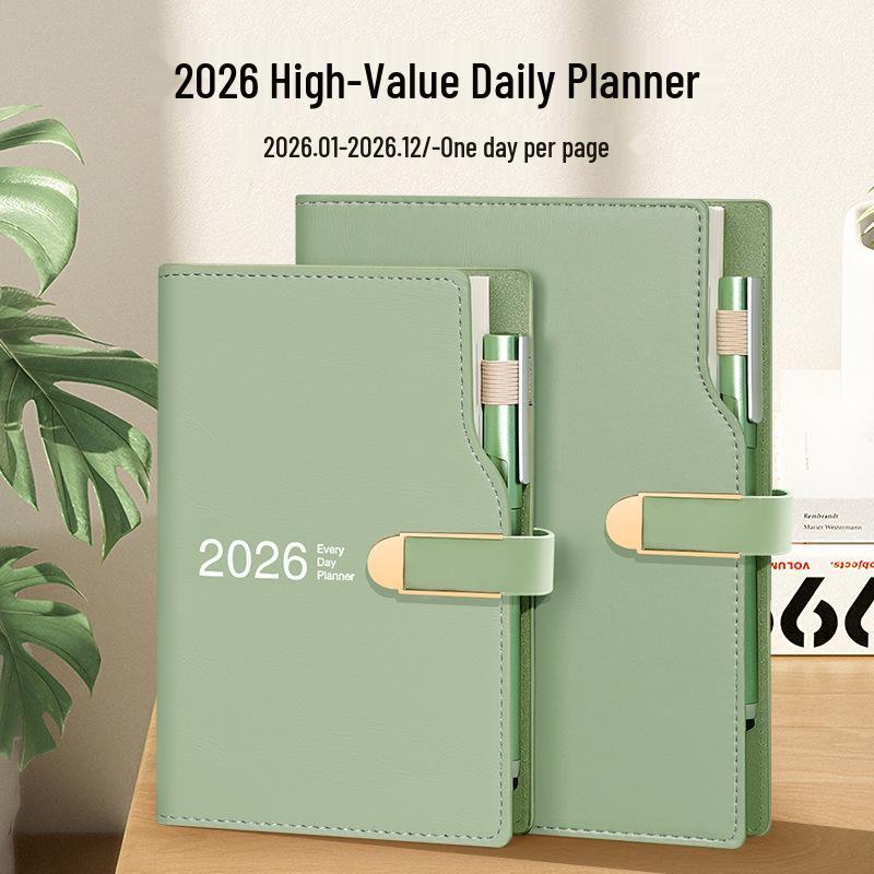 2026 A5 Daily Planner & Schedule Book with Custom Logo Hot Stamping - A6 Bullet Journal Notebook with One-Page-Per-Day Format