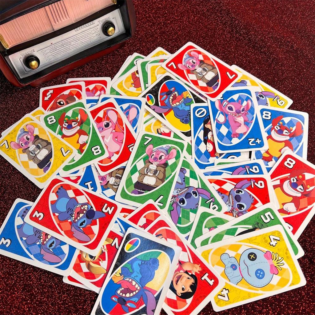 108pcs Stitch Family Game Cards - Officially Licensed 2-10 Player Party Card Game with Colorful Numbered Cards for Family Game Night