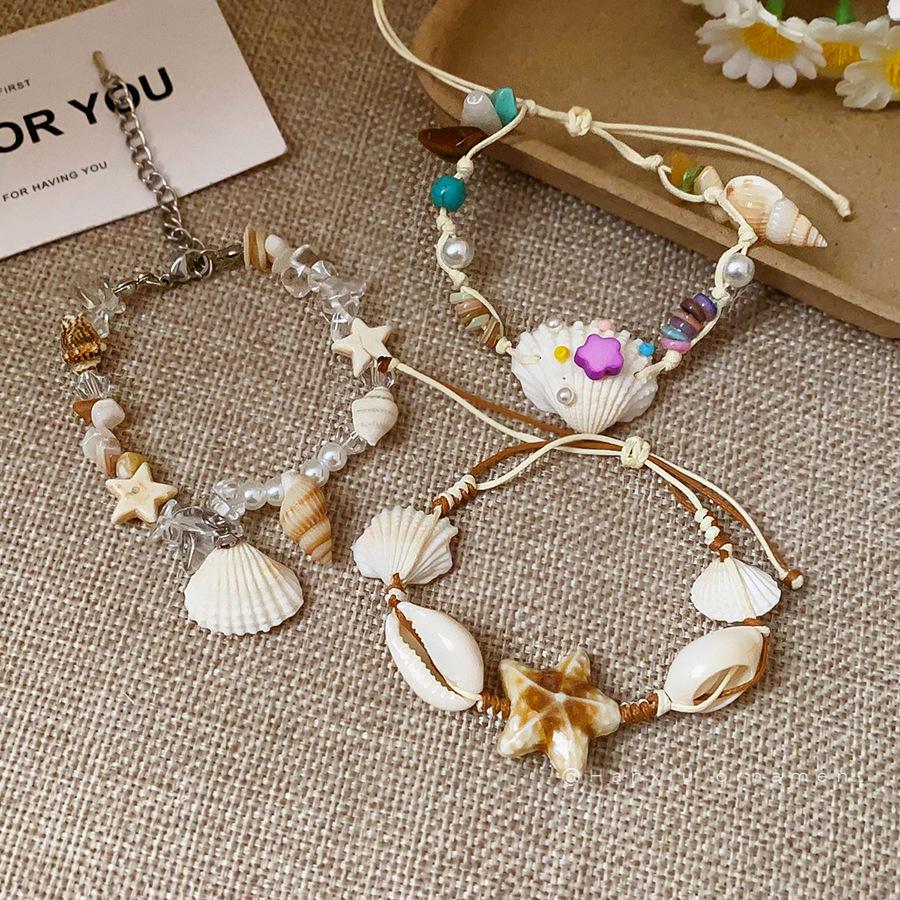 Niche Fashion Seashell & Pearl Star Bracelet for Women - Vacation Style Hand Jewelry