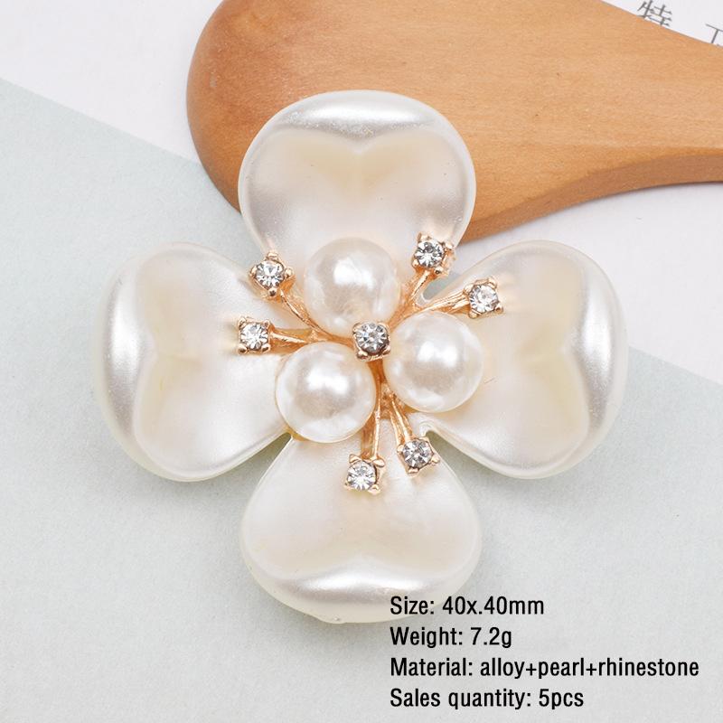 Rhinestone Brooch Buttons Embellishments Button Flat Back Pearl Flower Button For DIY Craft Jewelry Wedding Hair Accessory Decor