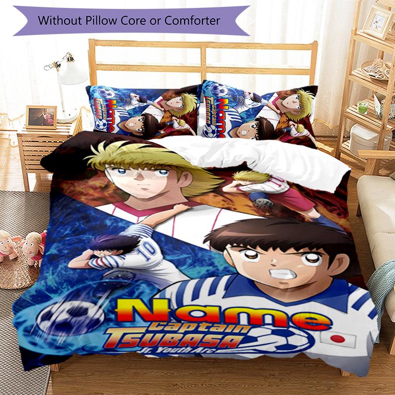 3pcs Custom Name Captain Tsubasa Dream Team Bedding Set Duvet Cover Closure Includes 1 Duvet Cover & 2 Pillowcases for All Seasons Bedroom Decor