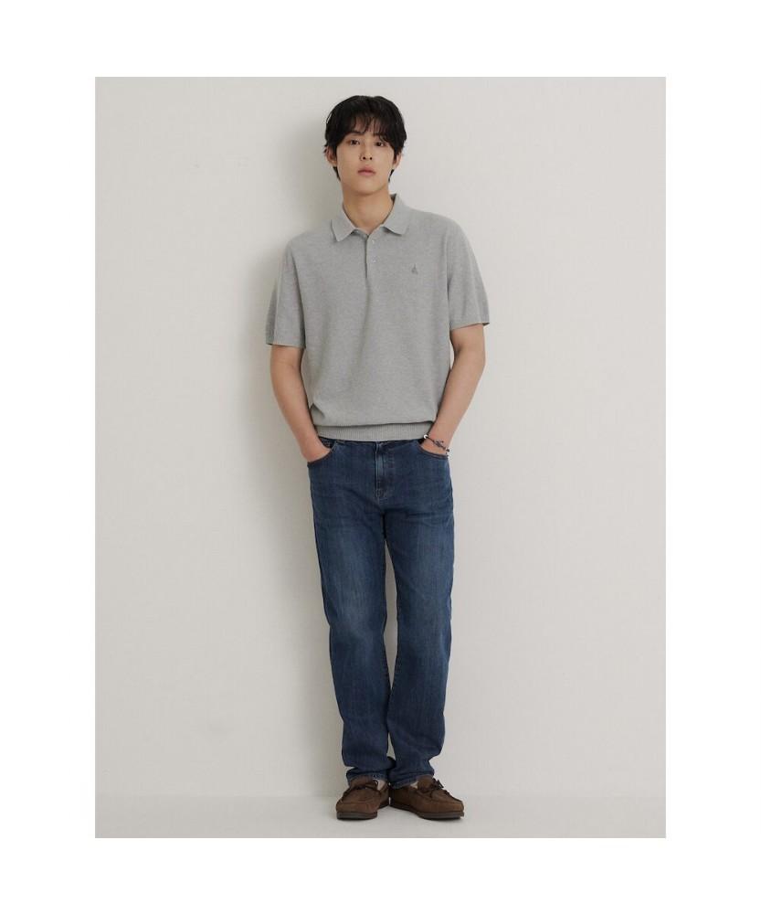 Binpolmen Cotton Silk Collared Neck Knit Gray
