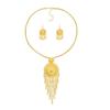 Thai Gold Plated Jewelry Set Ethnic Women Jewelry Suit Delicate Necklace Earrings Set  Party