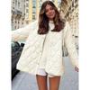 Autunno Inverno Nuovo Stile Europeo Americano Trapuntato Semplice Monocolore Girocollo Lento Cotone Cappotto