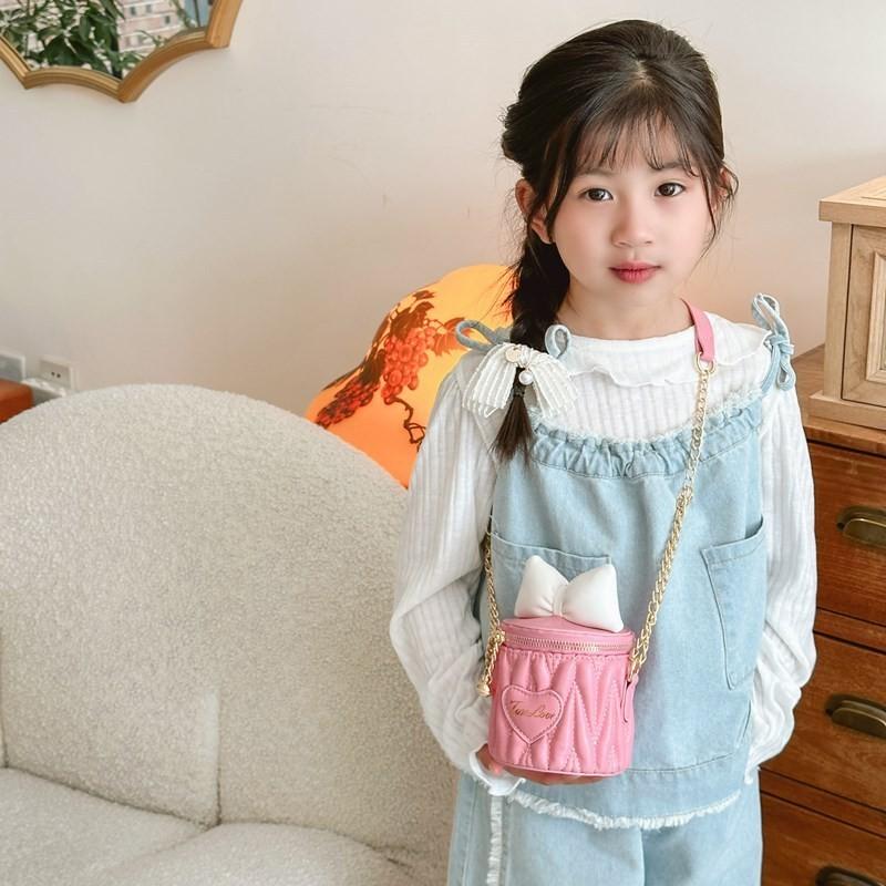 Children's Purse With Bow Detail Rhombus Chain Strap Mini Bag For Girls Summer New Stylish Shoulder Bag