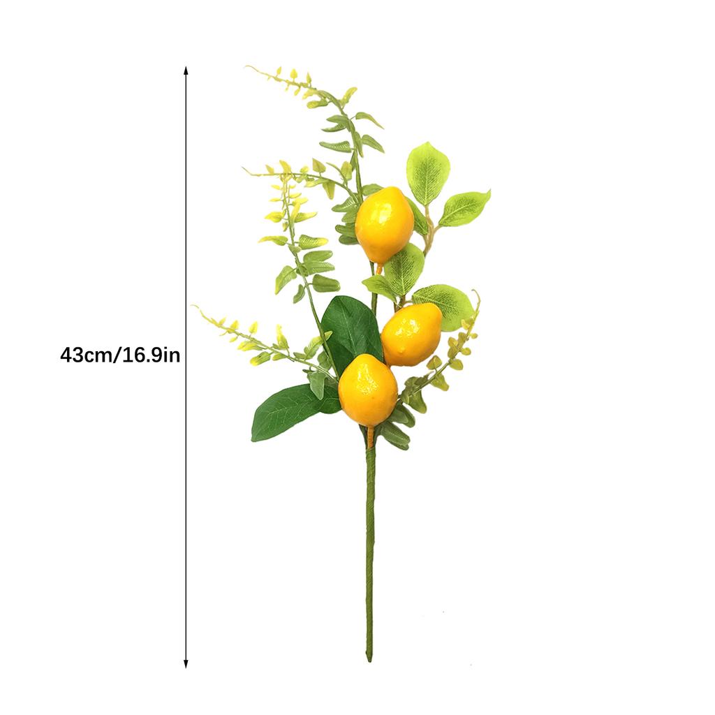 Artificial Lemon Branch with Green Leaf Simulation Fake Lemon Branch Lifelike Plant Stem for Home DIY Arrangement Decor
