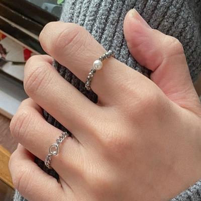 MERRYMOTIVE Perlmutt grau Kristall Ring