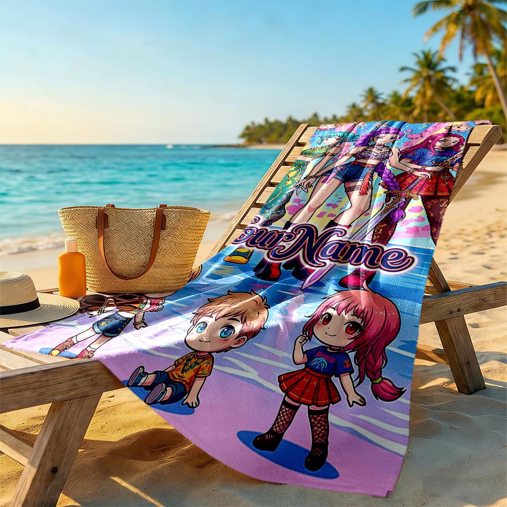 Demon Hunter Girls Personalized Name Beach Towel High Absorbency & Quick-Dry Portable for SwimmingBeachCamping Travel Beach AccessoriesGym