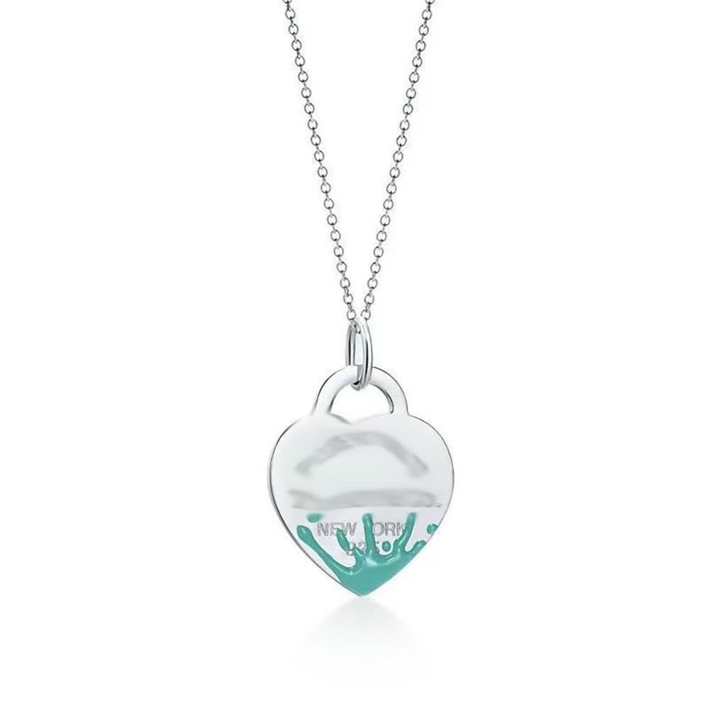 Heart-Shaped Enamel Cross Chain Necklace with Peach Heart Beads for Women - Fashionable Classic Style