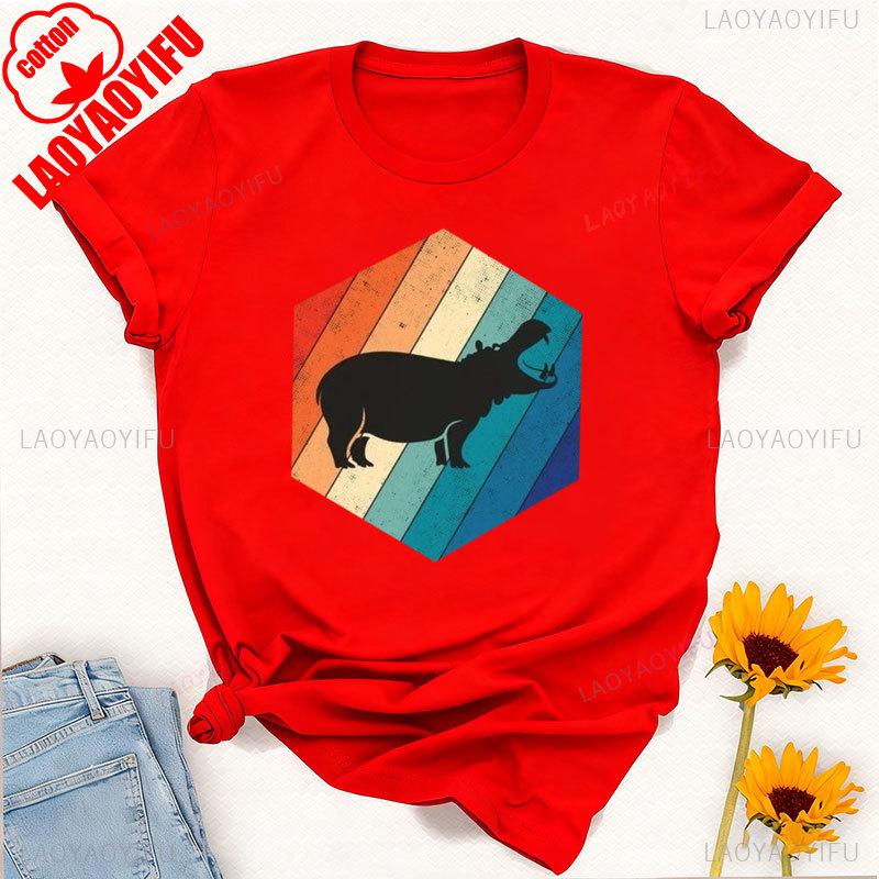 Funny Hippopotamus Vintage Cute Hippos Costume Gift Funny African Wildlife Animals Lover Zoo Trip Birthday Party Present Tshirt