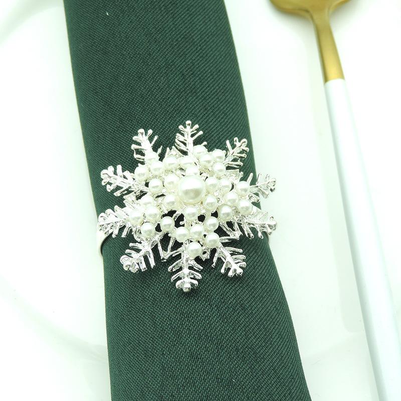 10pcs/lot Christmas hollow snowflake napkin ring metal napkin ring hotel holiday napkin buckle tableware decorations