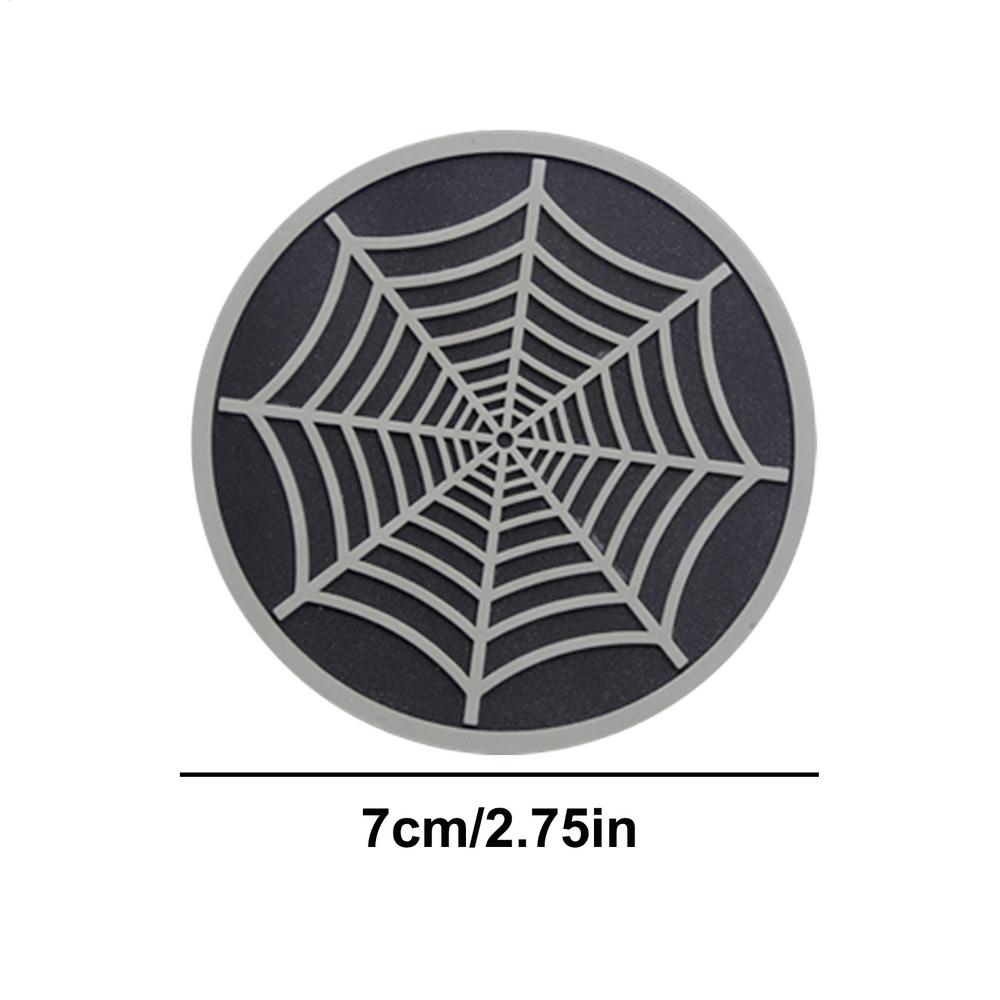 2PCS Car Cup Holder Mat PVC Water Coaster Decoration anti-skid mat Car Interior Decor Footprint Cobweb Sun water cup mat