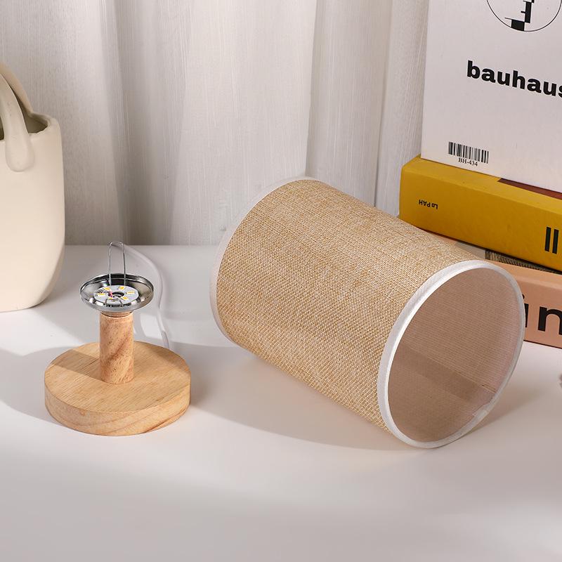 Stoff-Holzsockel Tischlampe: DIY-Softlicht, augenfreundlich, ideal für Nachttische