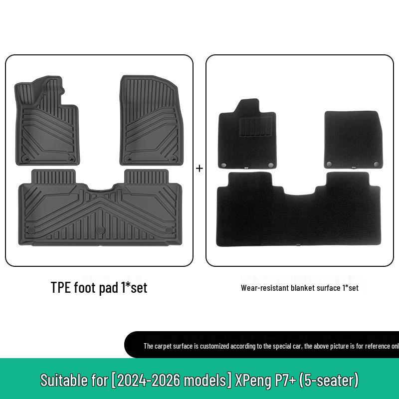 Compatible TPE Floor Mats, Seat Back Mats, and Trunk Mats for Xiaopeng P7/P7i/P7+ (Models 23-26)