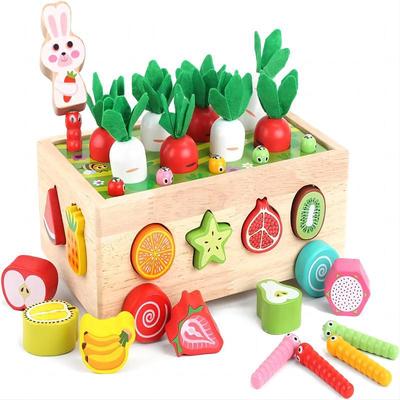 Farm Orchard Shape Building Blocks and Worm-Catching Toy Set for Kids