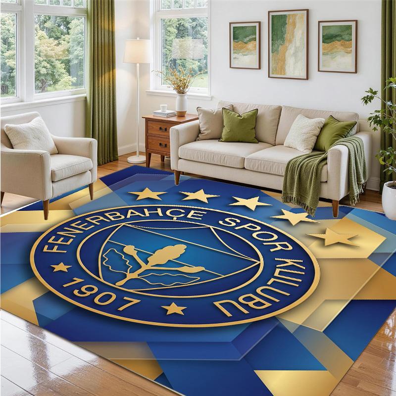 Fenerbahçe FC Design Crystal Velvet Rug Soft Decorative Mat for Bedroom Entrance