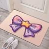 Cartoon Bowknot Design Washable Doormat - Anti-Slip PVC Backed Polyester Mat for Gamer Room, Bathroom, Kitchen, Living Room, Bed