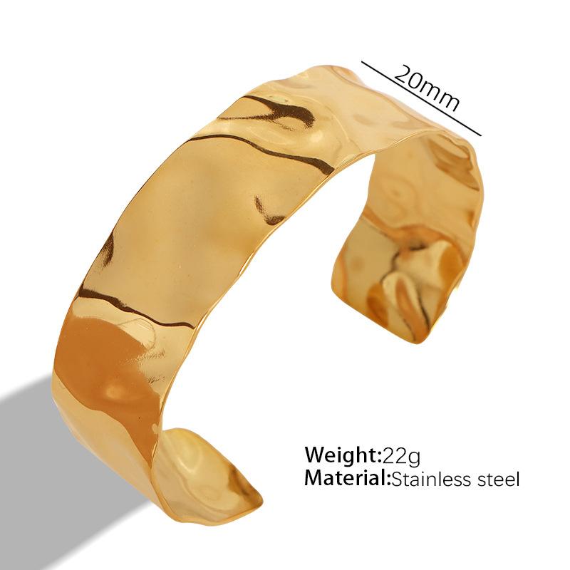 European and American Style Titanium Steel Adjustable Opening Bracelet Natural Heavy Industry Beating Pattern Texture Exaggerated Personality Design