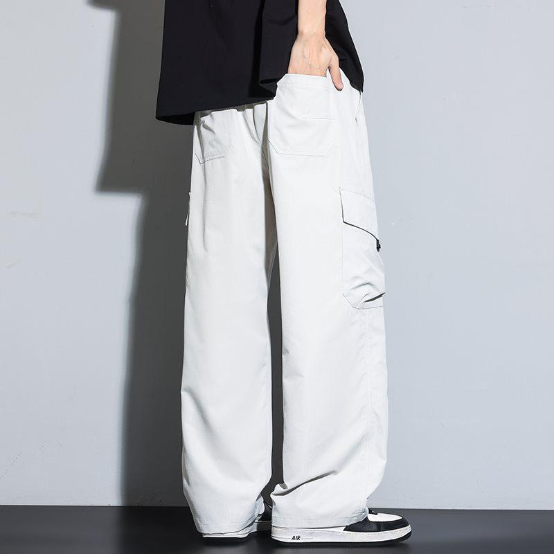 M-8XL Spring/Summer Men's Casual Wide Leg Pants, Hong Kong & Japanese Style