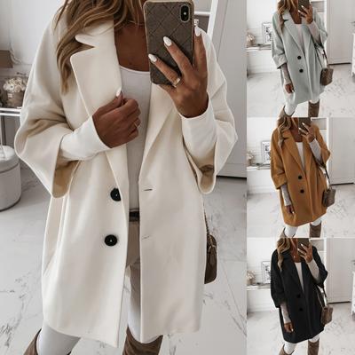 Woman Artificial Wool Elegant Blend Coat Slim Female Long Coat Outerwear Jacket