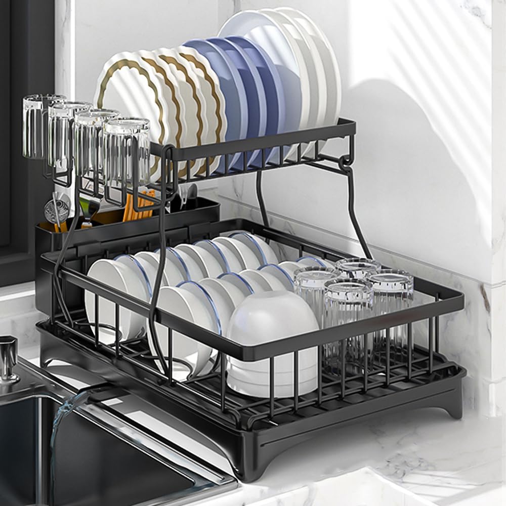 Beideli Dish Dish Drainer Automatic Kitchen Dish Dish Dish Large Dish Kitchen Dish Plate Chopstick Easy Assembly Automatic Drainage Drainer, Rack,