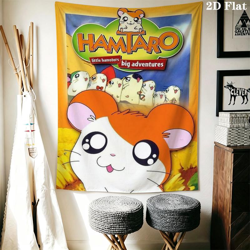 Hamtaro Wall Tapestry Aesthetic Wall Hanging Printed Fabric Blanket Decorative Tapestries for Bedroom Living Room Home Decor