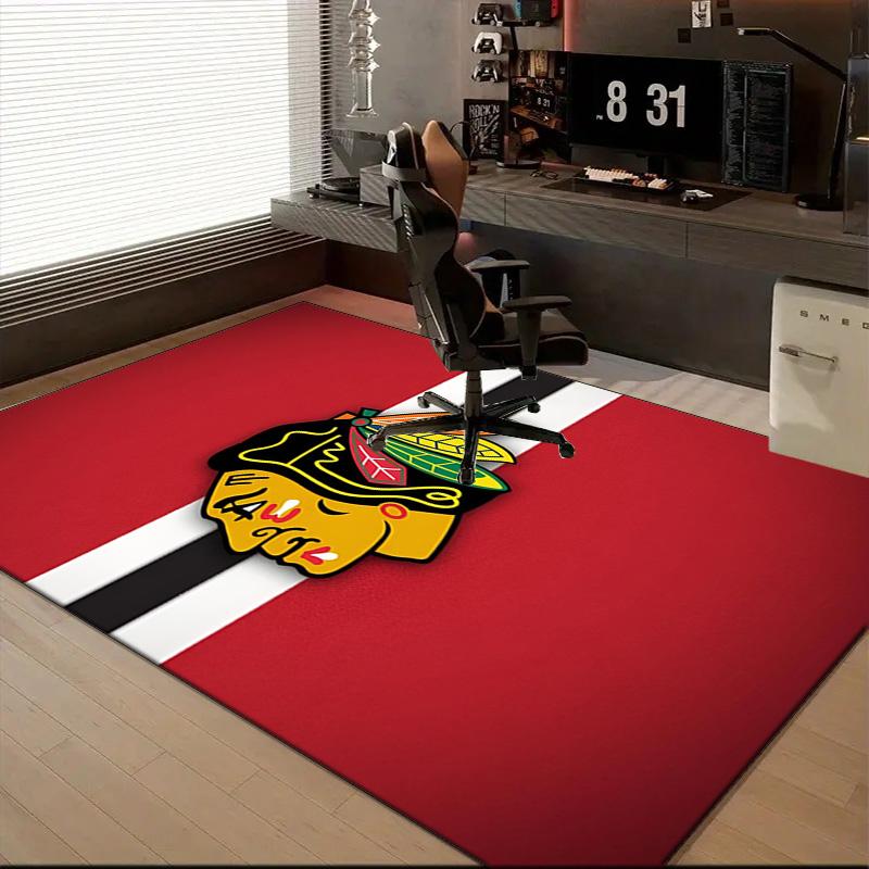 Blackhawks Kunstbodenmatte für Wohnzimmer, Spielzimmer, Büro, Schlafzimmer, Bürobodenmatte Verspieltes Design, Weihnachts-Fan-Geschenke