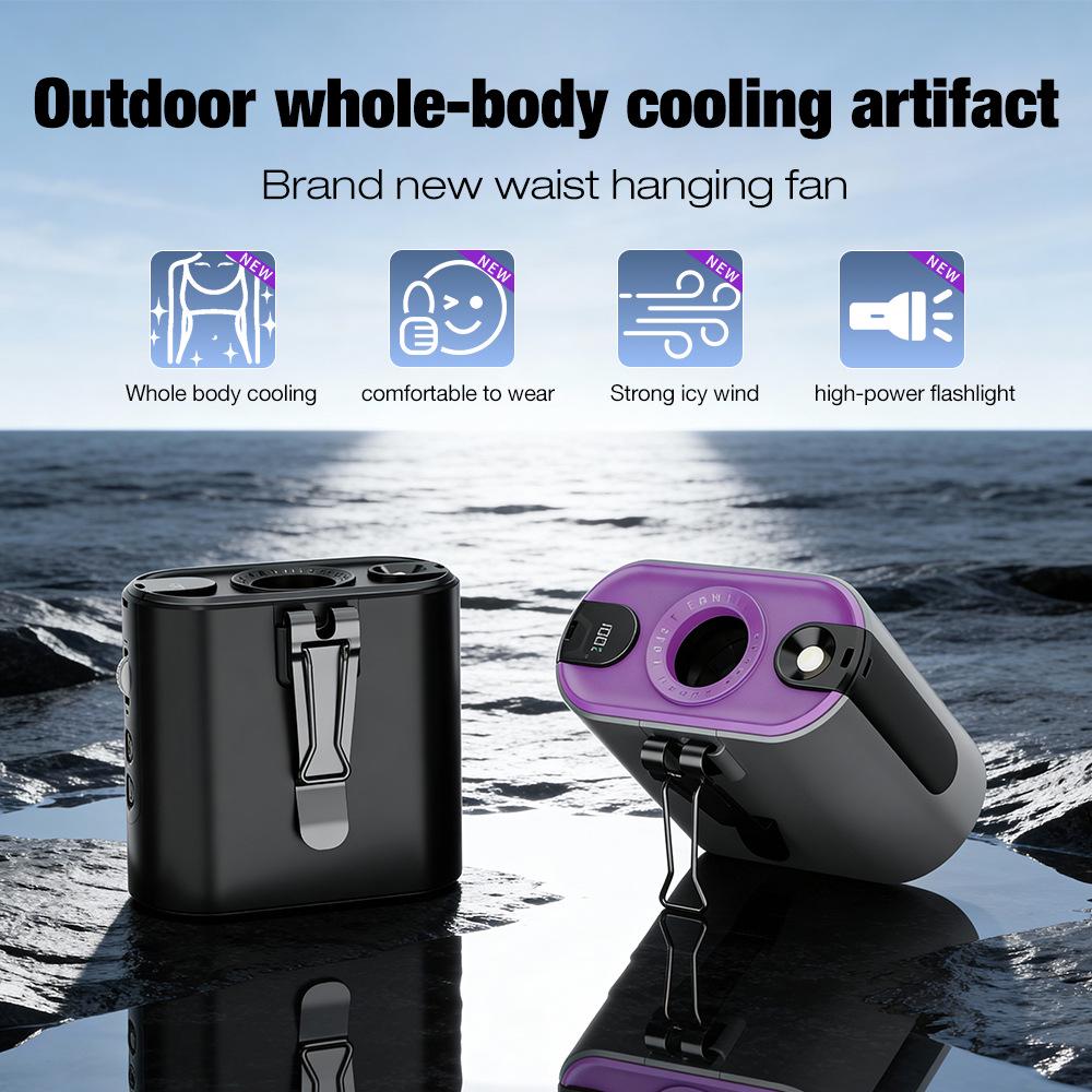 Portable High-Speed Fan with LED Light - Wearable, Desktop, and Rechargeable