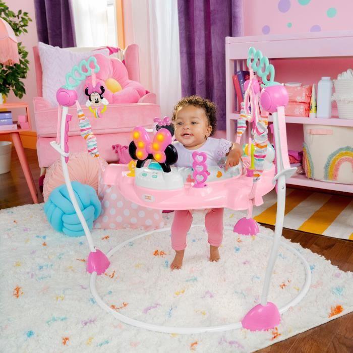 DISNEY BABY - MINNIE - Parque de atividades para bebé multi-brinquedos, assento saltitante com molas evolutivo, giratório 360°, presente para bebé