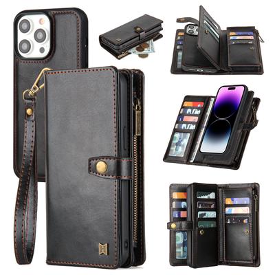 Cross Border IPhone 15 Promax Multifunctional Wallet Phone Case 14 Magnetic Phone Case Wrist Leather Case