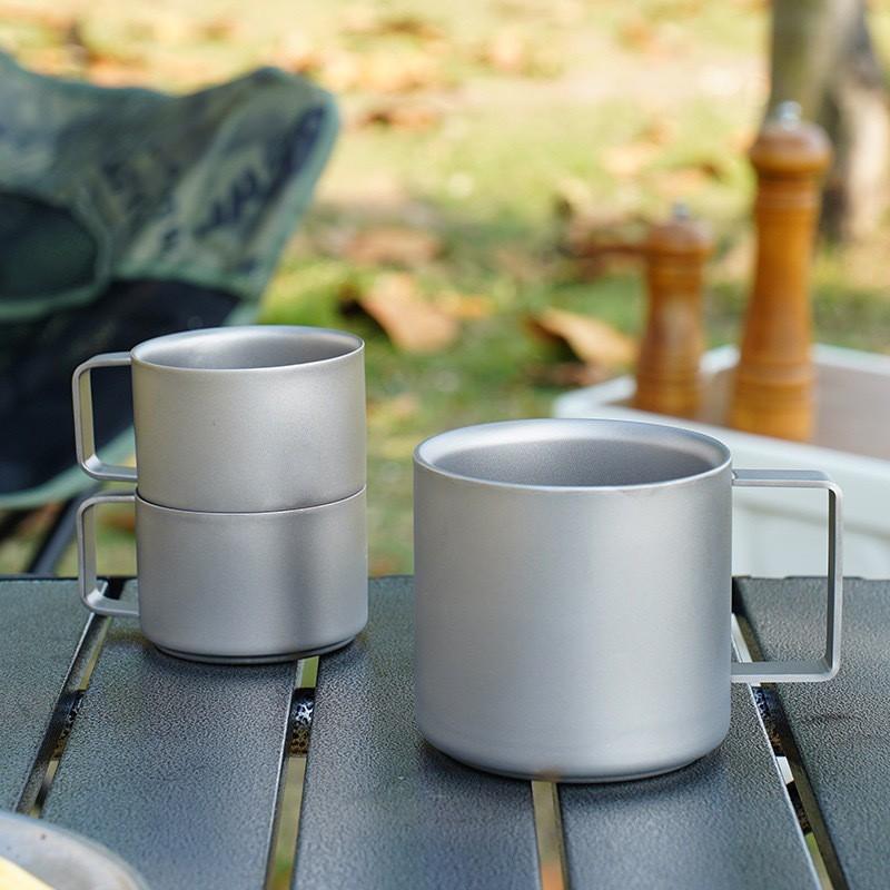 Titanium Coffee Cup Double Wall Insulated Travel Mug Camping Hiking Office Home Lightweight Reusable