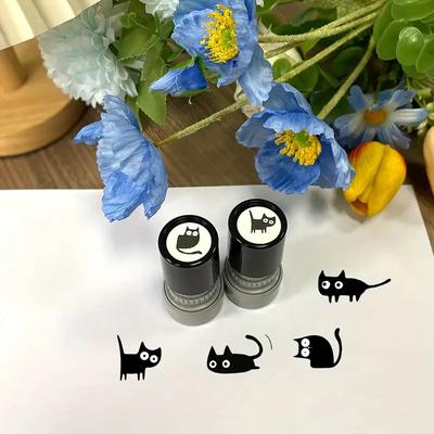 4 Styles Cute Cartoon Stamps Lovely Small Black Cat Stamp DIY Scrapbooking Decoration Diary Collage Stationery