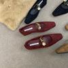 French Retro Style Gold Coin Chain with Mary Jane Shoes Women's Low Heels 2025 Autumn New Square Head Thick Heel Suede Single Shoes