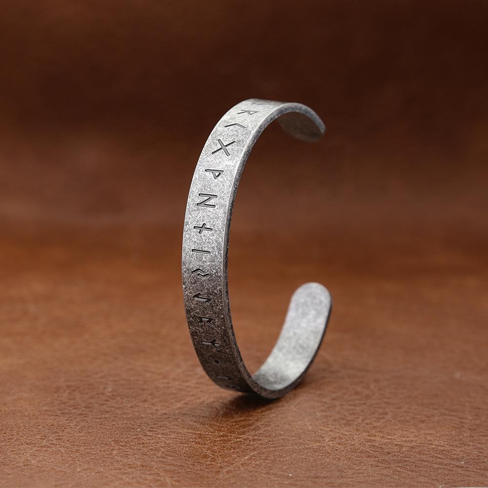 Stainless Steel Rune Bracelet Retro Literary and Artistic Men and Women Personality Fashion Letter Titanium Steel Bracelet