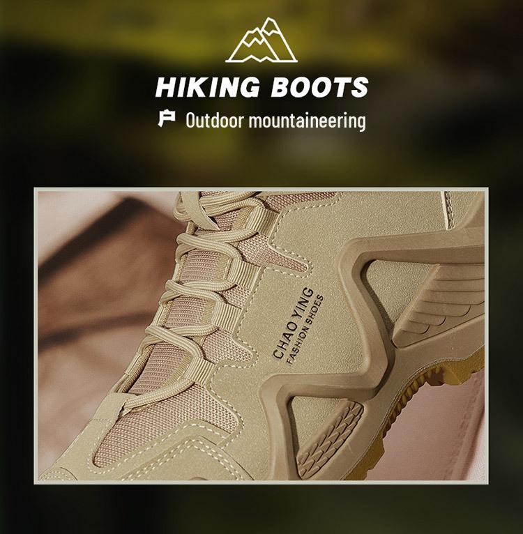 Męskie ultralekkie wodoodporne buty trekkingowe i taktyczne typu high-top - oddychające buty outdoorowe bojowe i pustynne